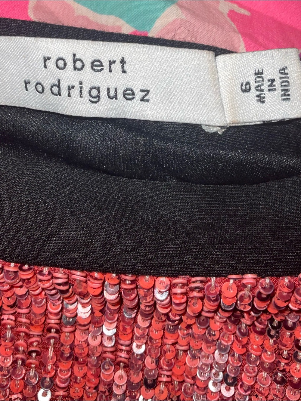 Robert Rodriguez Sparkle Beaded Silk Skirt Orange & Black
